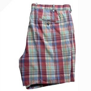 Peter Millar Seaside Mens 40 Plaid Shorts Linen, Silk Blend Multi Color